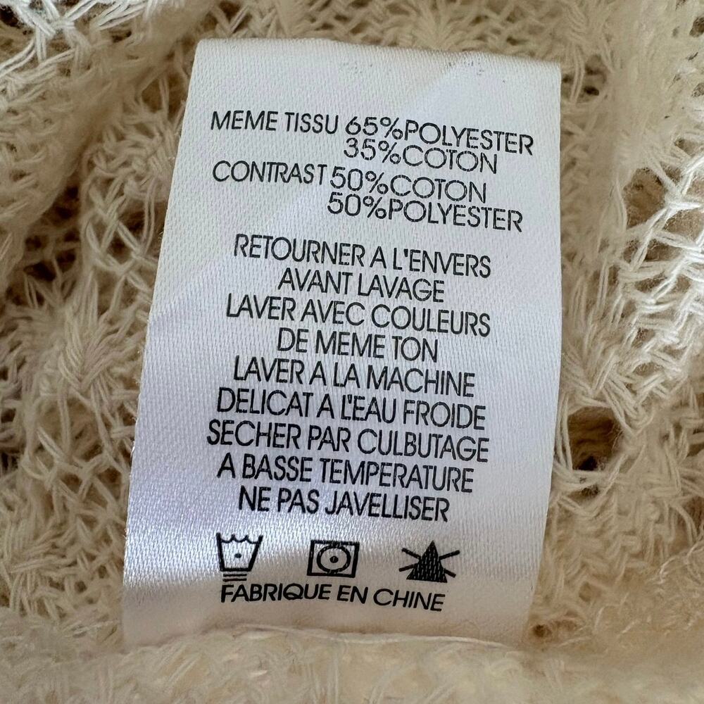 Miss Me Crochet Lace Knit Top L Boho Cottagecore Peasant Cream Long Sleeve - Picture 7 of 7